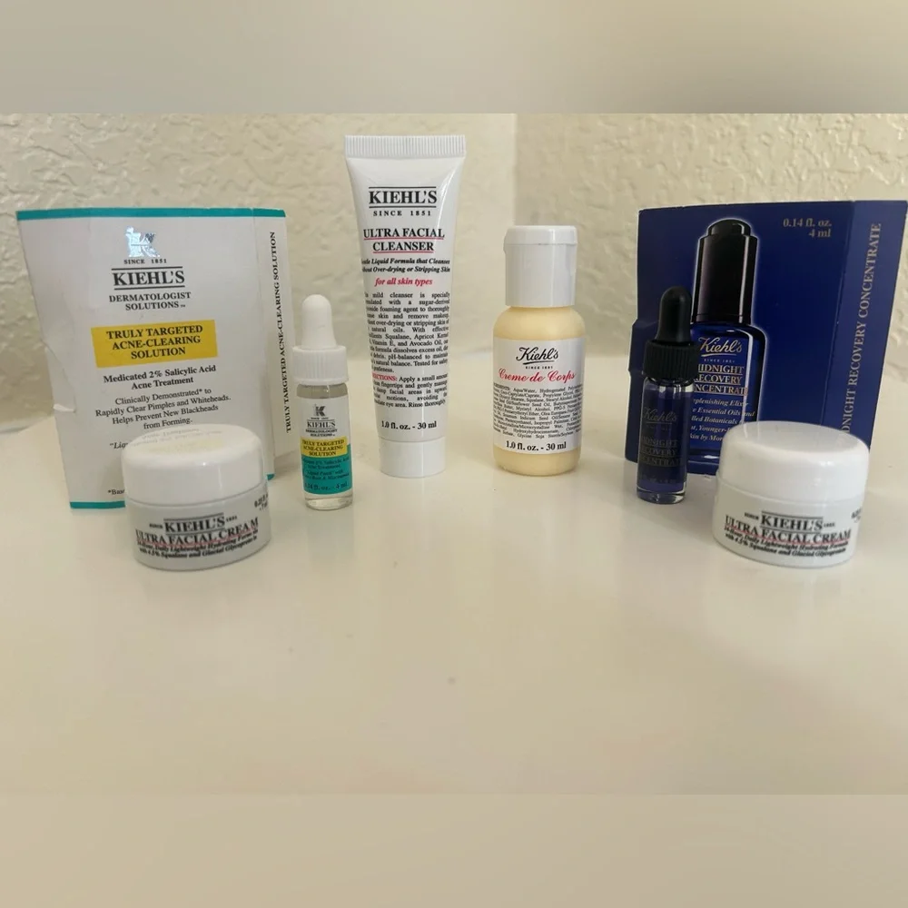 Kiehl's 6 Piece Skincare Collection Acne Cleanser Recovery Ultra Facial Cream